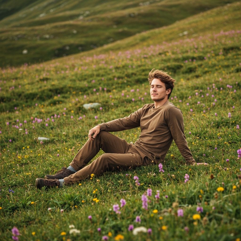 Person in ruhiger, natürlicher Umgebung